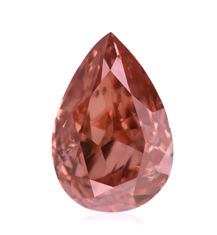 0.55ct Pink Diamond - Natural Loose Fancy  Intense Orangy Pink Color SI1 Pear - Image 2