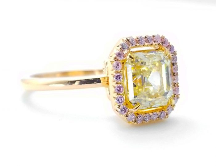 2.25ct Natural Fancy Pink & Light Yellow Engagement Ring GIA Accsher 18K Gold VS - Image 5