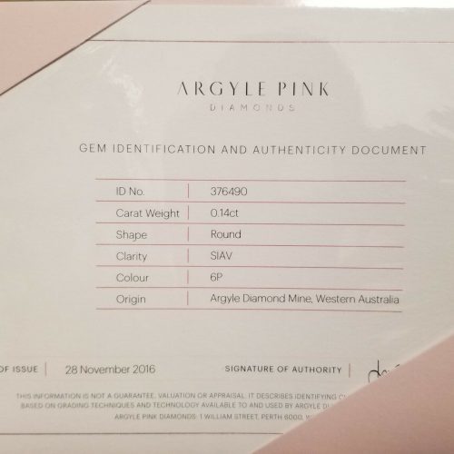 Argyle diamond certificate