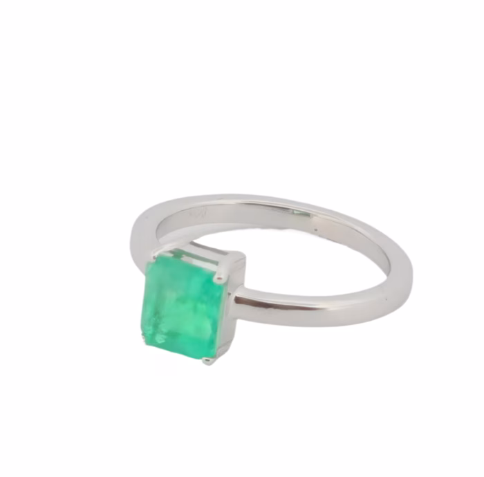 Colombian Emerald 1.35ct Natural Green Emerald Gold Engagement Ring 14K GIA - Image 6