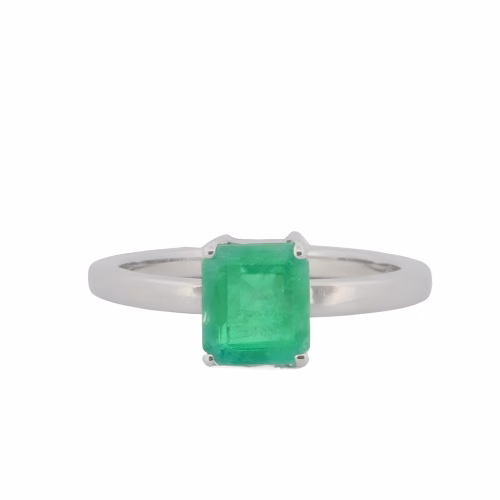 Colombian Emerald 1.35ct Natural Green Emerald Gold Engagement Ring 14K GIA