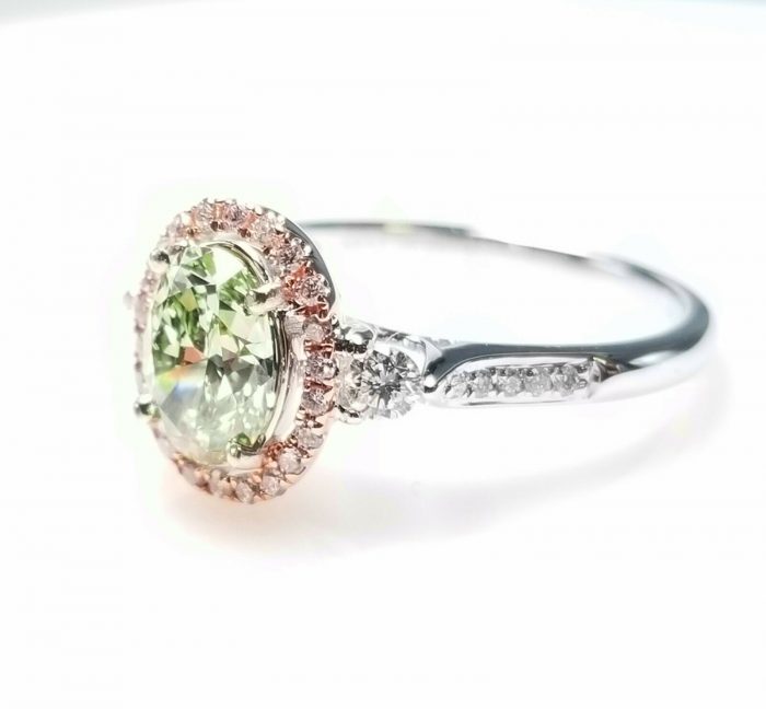 GIA 1.45ct Natural Argyle 7p Fancy Green & Pink Diamond Engagement Ring 18K Oval - Image 7