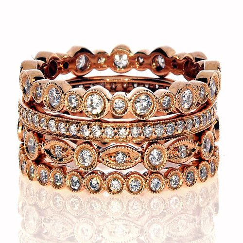 1.62ct Natural Pink Tone Diamonds Engagement Ring 18K Solid Gold 8G Rounds