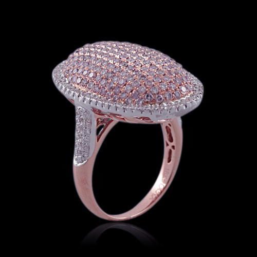 2.20ct Natural Fancy Pink Diamonds Engagement Ring 18K Solid Gold 9G Big