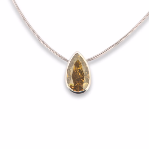 2.51ct Natural Fancy Yellow Chameleon Diamonds Necklace & Pendant GIA 18K Gold