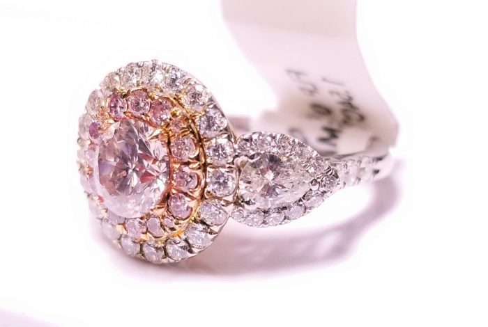 2.63ct Natural Fancy Light Pink Engagement Ring GIA Round 18K Multi Tone Gold