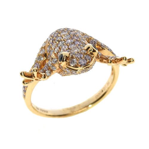 Real 1.40ct Natural Fancy Pink Diamonds Engagement Ring 18K Solid Gold 6G Frog