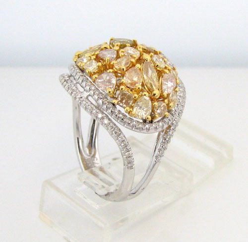 Real 3.88ct Natural Fancy Intense Yellow Diamonds Engagement Ring 18K Solid Gold