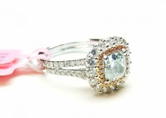 Real GIA 1.89ct Natural Fancy Light Green & Pink Diamonds Engagement Ring 18K - Image 2