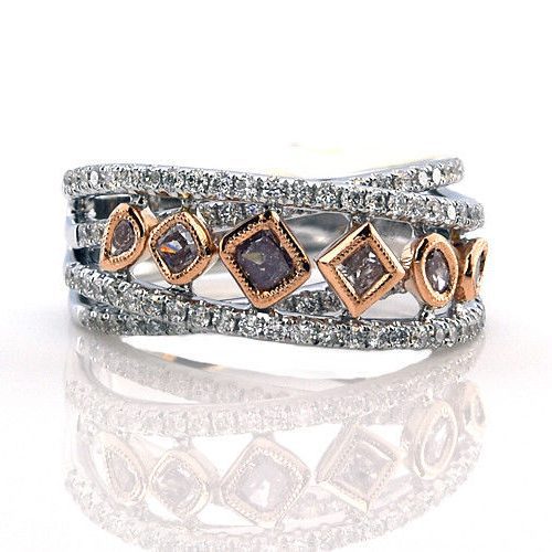 Real 1.18ct Natural Fancy Pink Diamonds Engagement Ring 18K Solid Gold 7G