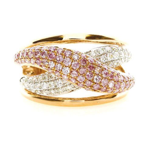 Real 1.28ct Natural Fancy Pink Diamonds Engagement Ring 18K Solid Gold 16G Band