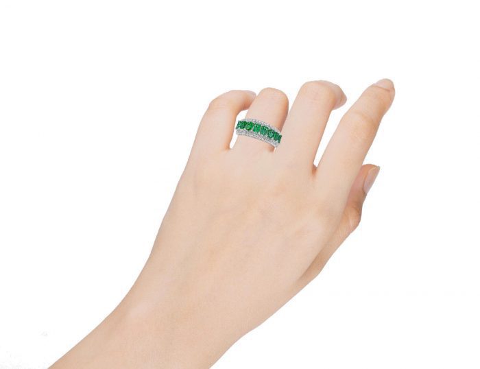 Real 2.13ct Natural Green Emerald & Diamonds Engagement Ring 18K Solid Gold - Image 4