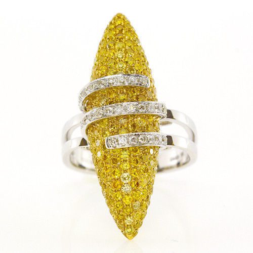 Real 2.36ct Natural Fancy Intense Yellow Diamonds Engagement Ring 18K Solid Gold