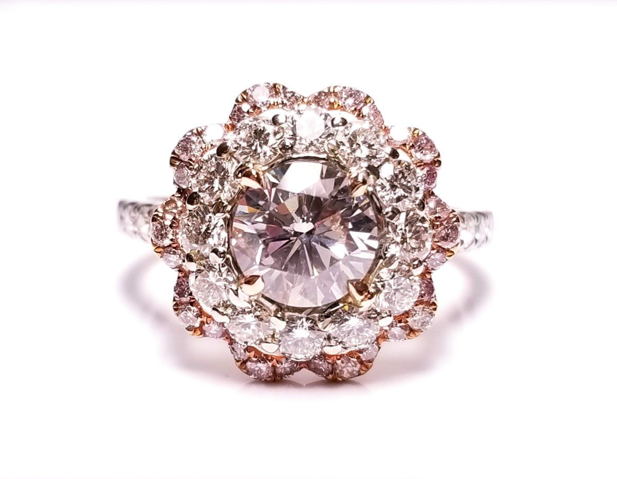 2.35ct Natural Fancy Light Pink Diamond Engagement Ring GIA 18K White Gold Round