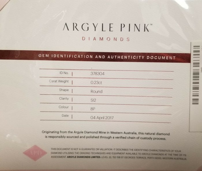 Argyle Diamond 0.23ct Natural Loose Fancy Purple Pink 8P Color Diamond Round - Image 2