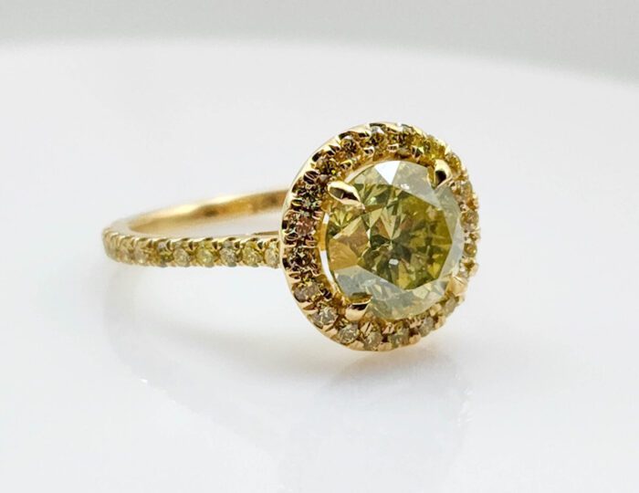 Big Fine 3.12ct Natural Fancy Yellow Round Diamond Engagement Ring GIA 18K Gold - Image 14