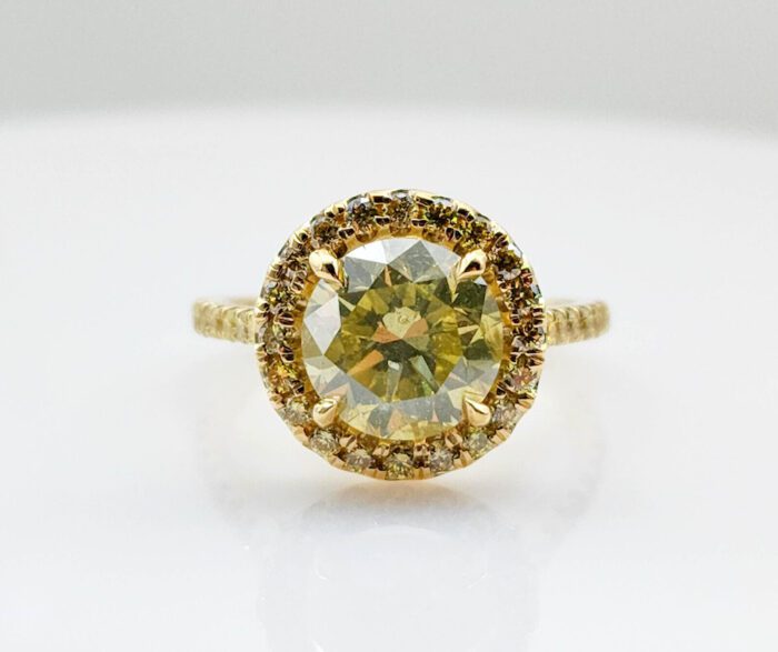 Big Fine 3.12ct Natural Fancy Yellow Round Diamond Engagement Ring GIA 18K Gold - Image 15