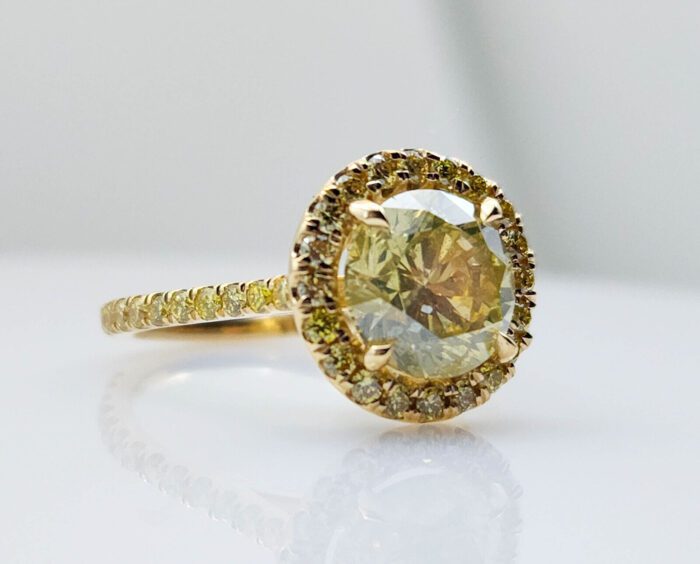 Big Fine 3.12ct Natural Fancy Yellow Round Diamond Engagement Ring GIA 18K Gold - Image 4
