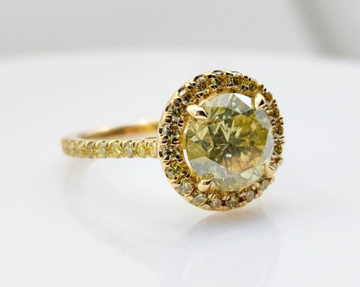 Big Fine 3.12ct Natural Fancy Yellow Round Diamond Engagement Ring GIA 18K Gold - Image 5