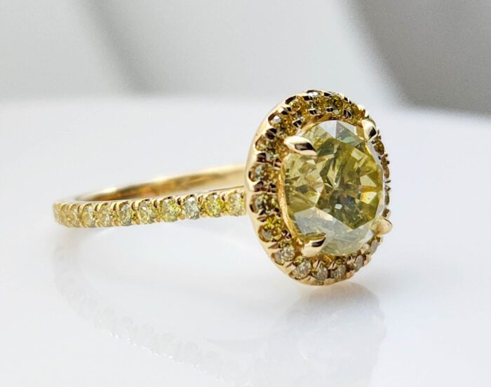 Big Fine 3.12ct Natural Fancy Yellow Round Diamond Engagement Ring GIA 18K Gold - Image 6
