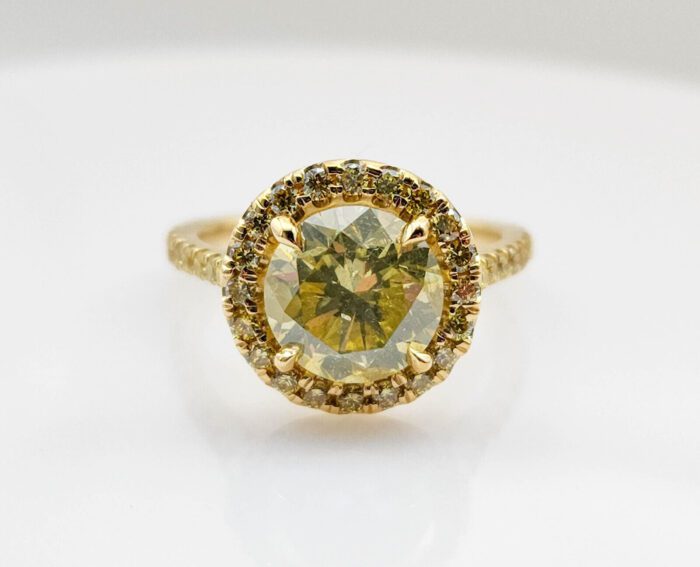 Big Fine 3.12ct Natural Fancy Yellow Round Diamond Engagement Ring GIA 18K Gold - Image 8
