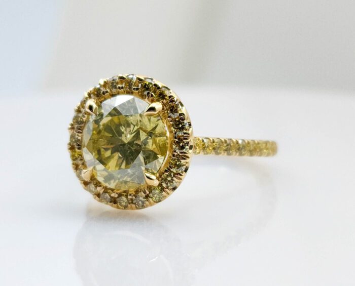 Big Fine 3.12ct Natural Fancy Yellow Round Diamond Engagement Ring GIA 18K Gold - Image 9