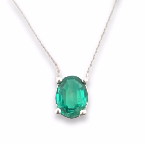 Emeralds  Necklace Pendant 1.32ct Natural Green Emerald 14K Oval No Oil Clean