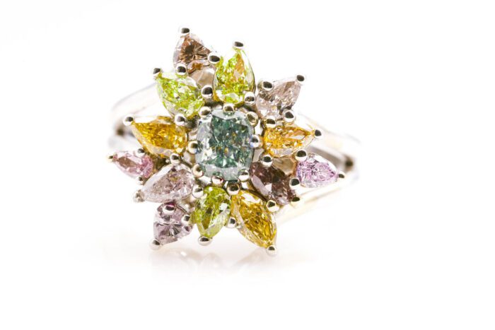 Engagement Diamond Ring 2.30ct Natural Fancy Blue Green Orange Pink Yellow GIA - Image 4