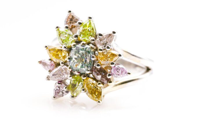 Engagement Diamond Ring 2.30ct Natural Fancy Blue Green Orange Pink Yellow GIA - Image 5