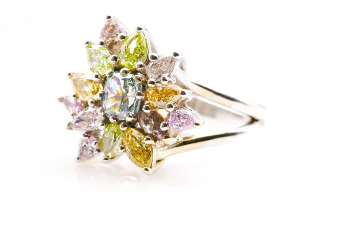 Engagement Diamond Ring 2.30ct Natural Fancy Blue Green Orange Pink Yellow GIA - Image 6