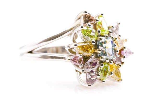 Engagement Diamond Ring 2.30ct Natural Fancy Blue Green Orange Pink Yellow GIA - Image 9