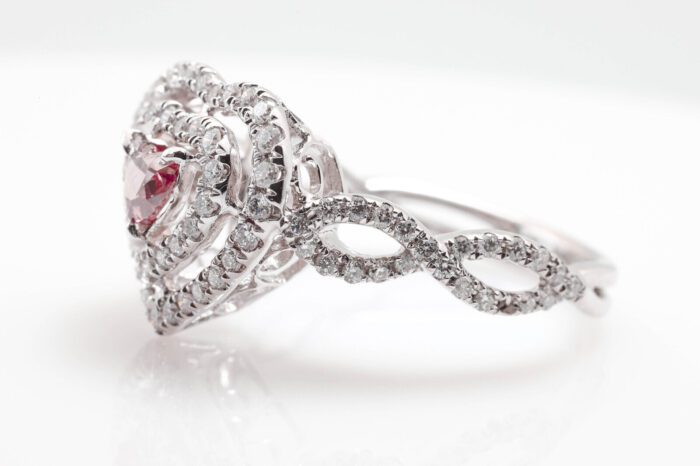 Pink Diamond Ring - Natural Fancy Deep Pink Diamond Ring 1.03ct GIA 18K Heart - Image 5
