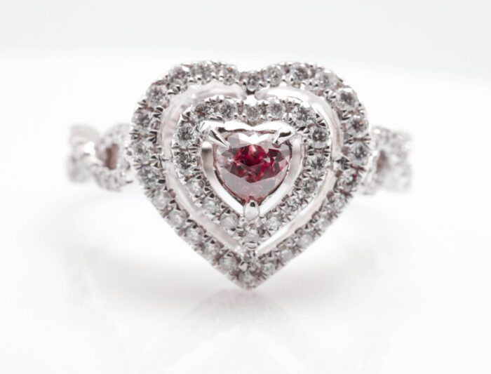 Pink Diamond Ring - Natural Fancy Deep Pink Diamond Ring 1.03ct GIA 18K Heart - Image 6
