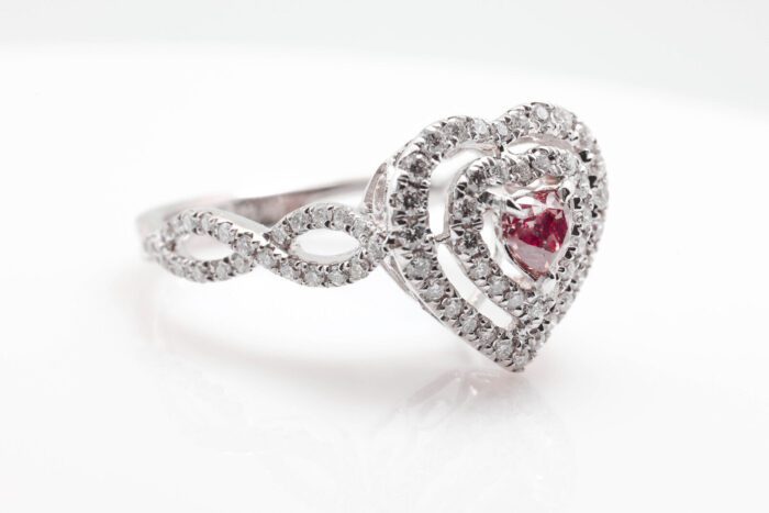 Pink Diamond Ring - Natural Fancy Deep Pink Diamond Ring 1.03ct GIA 18K Heart - Image 8