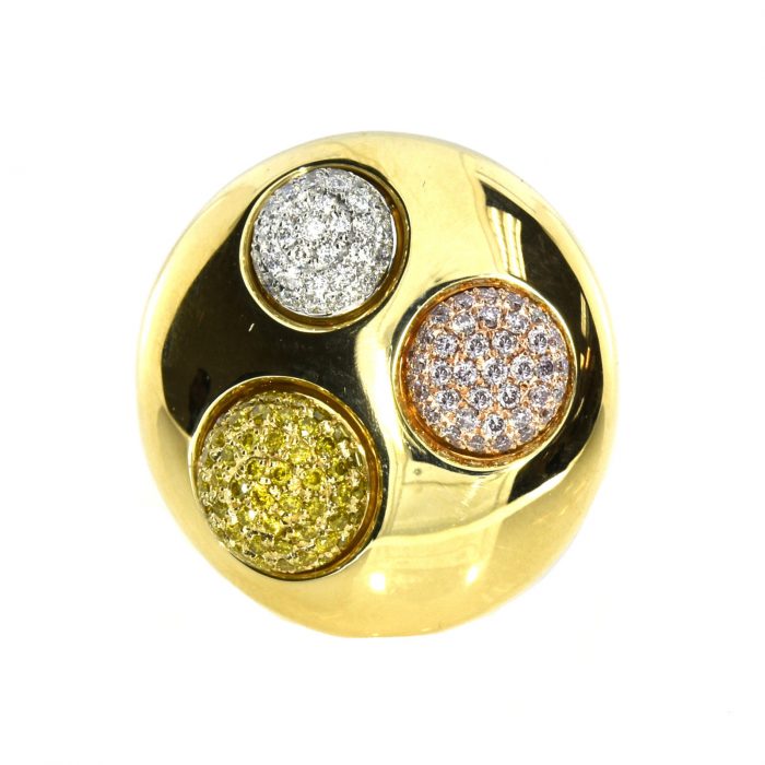 Real 1.14ct Natural Pink & Yellow Color Diamond Engagement Ring Solid 18K VS-SI